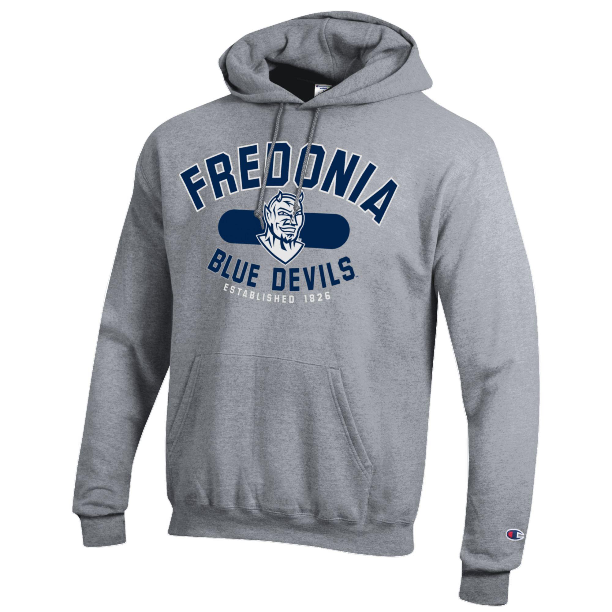 Fredonia State Blue Devils hooded sweatshirt gray - TeeShirtUniversity.com 