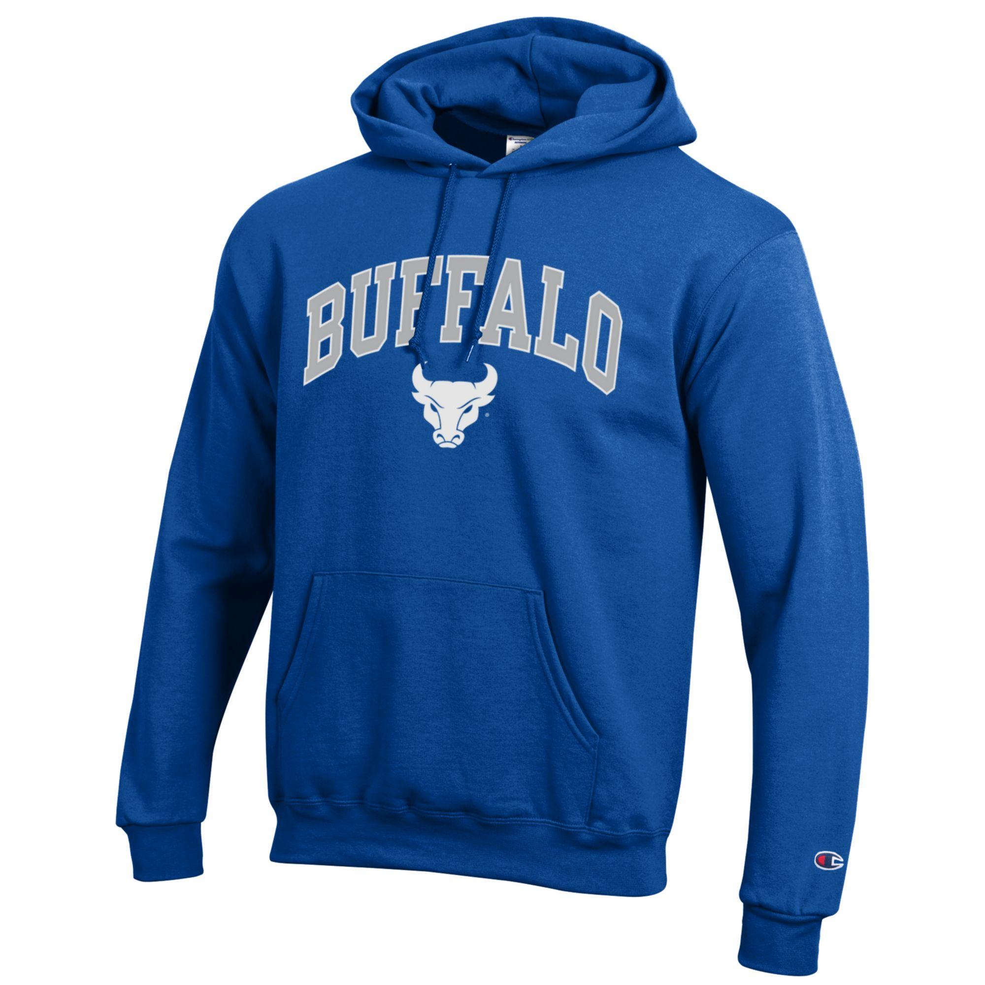 University at Buffalo UB Bulls, Buffalo Arched over Buffalo Head Hoodie