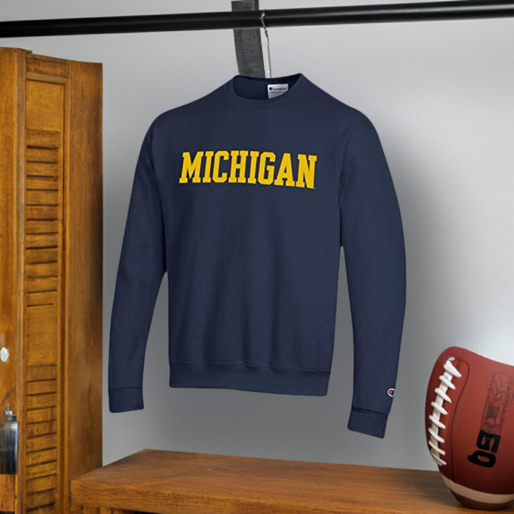 Michigan Wolverines Straight Wordmark Crewneck Sweatshirt