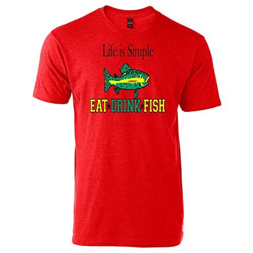 Funny Fishing T Shirt, Eat Drink Fish T Shirt Large / Red