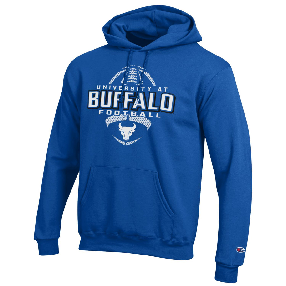 Sweatshirt, Buffalo Football Hoodie, Red and White on Blue 