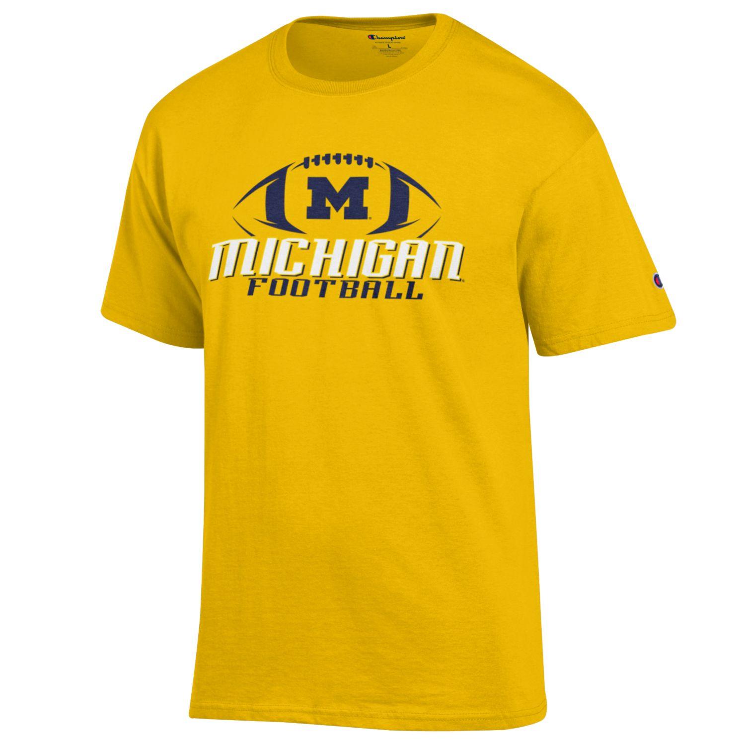 michigan football gear University of Michigan Wolverines Football T shirt NCAA Yellow Large