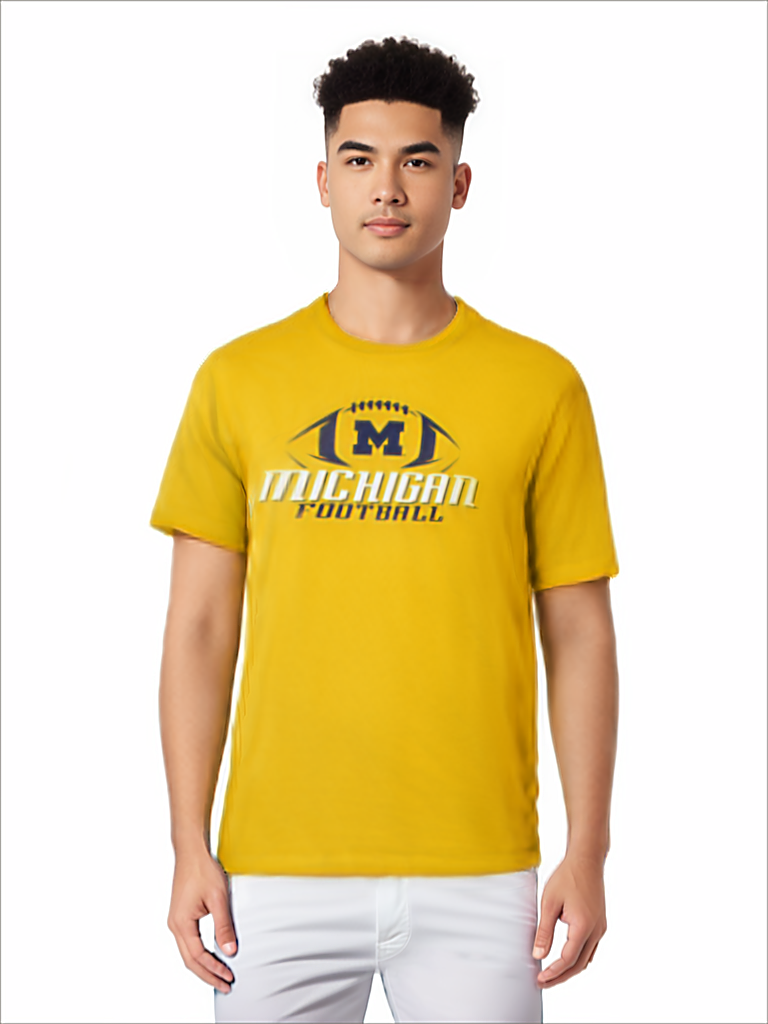 University of Michigan Wolverines Football T shirt NCAA Yellow
