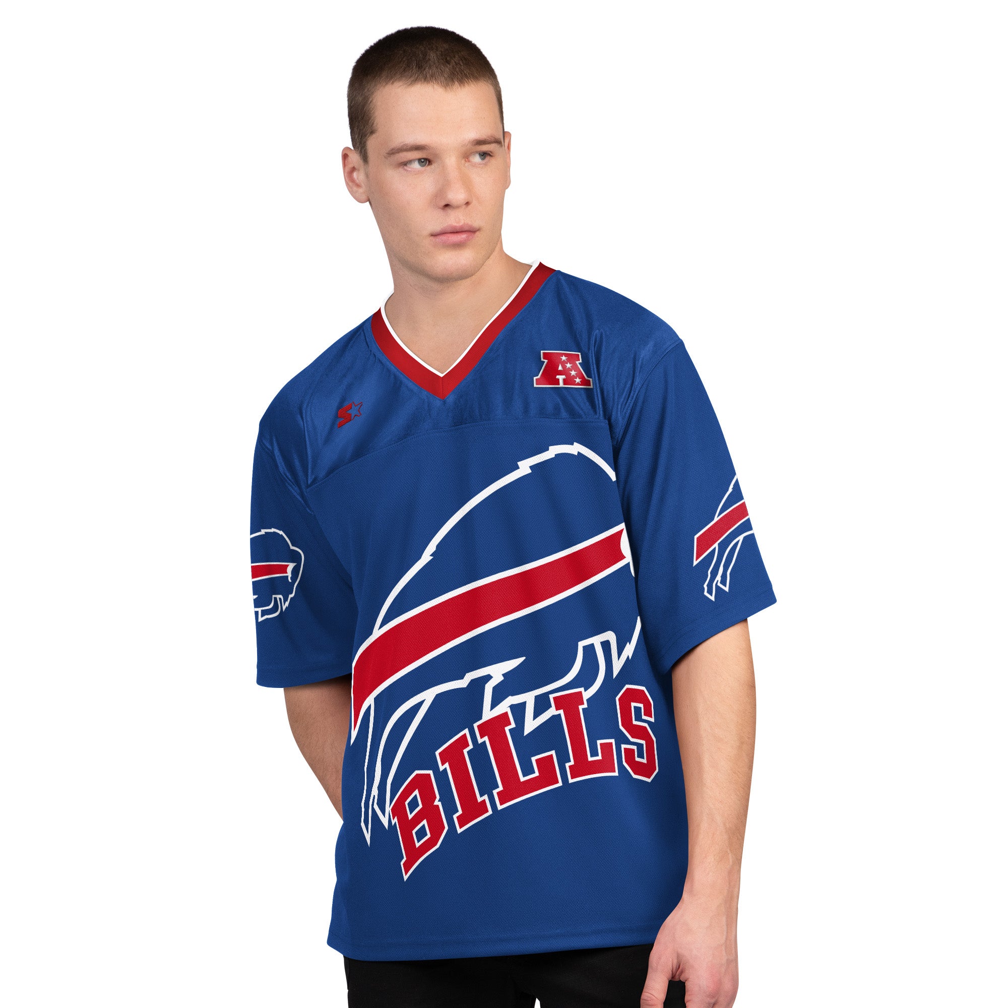 Front view of Buffalo Bills Starter Forward Pass Fashion Jersey in royal blue front view male