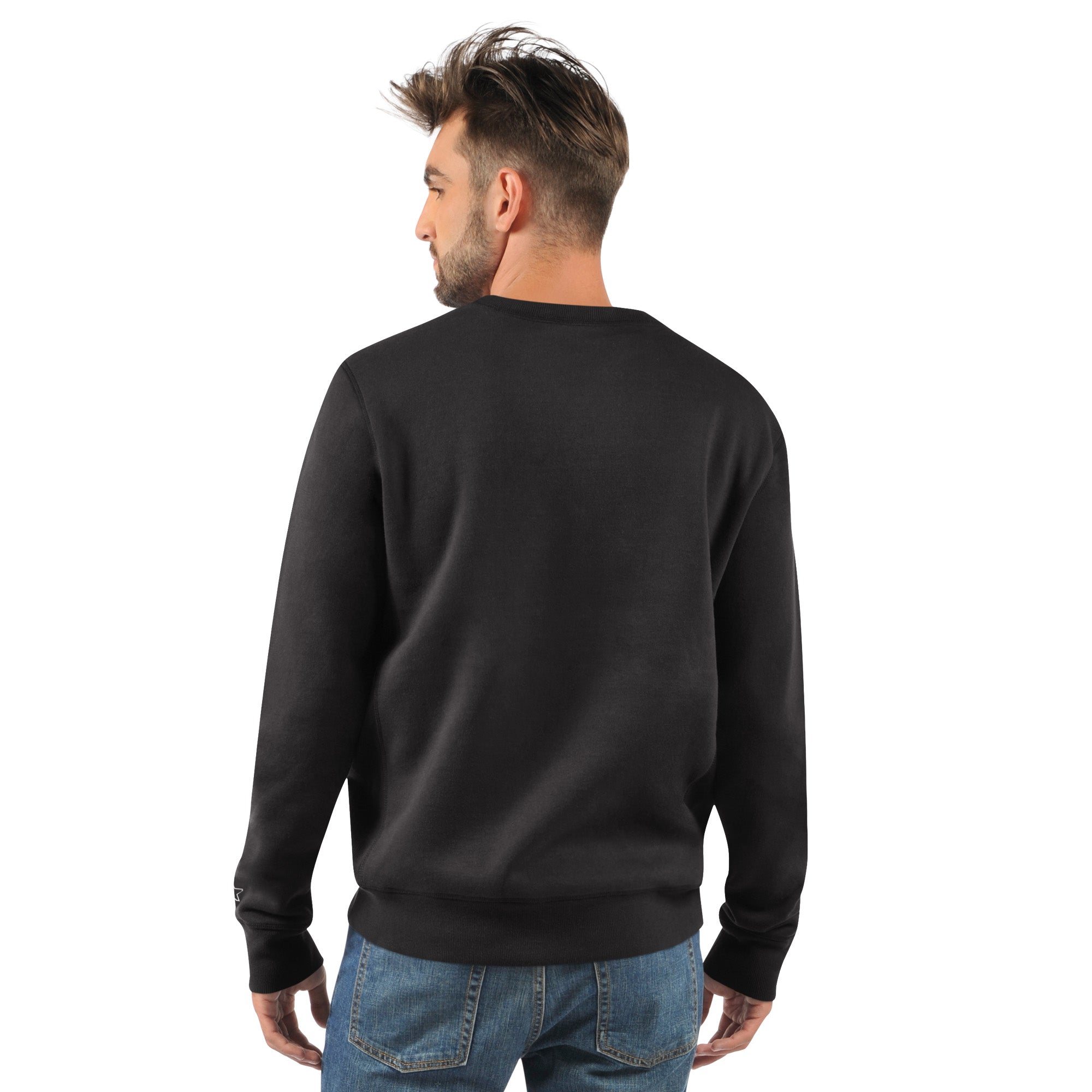Buffalo Sabres Starter Black Crewneck Sweatshirt with Red and Black Goathead Logo - Back View