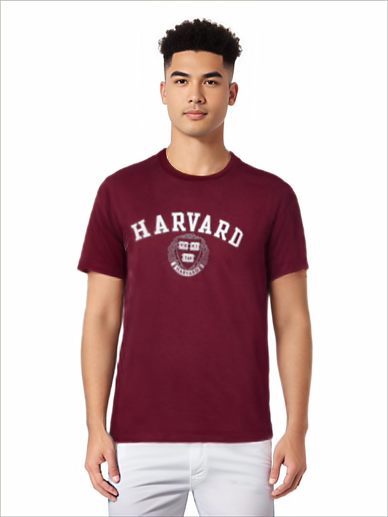 Harvard Crimson NCAA College T Shirt Made by Champion Maroon Large Maroon