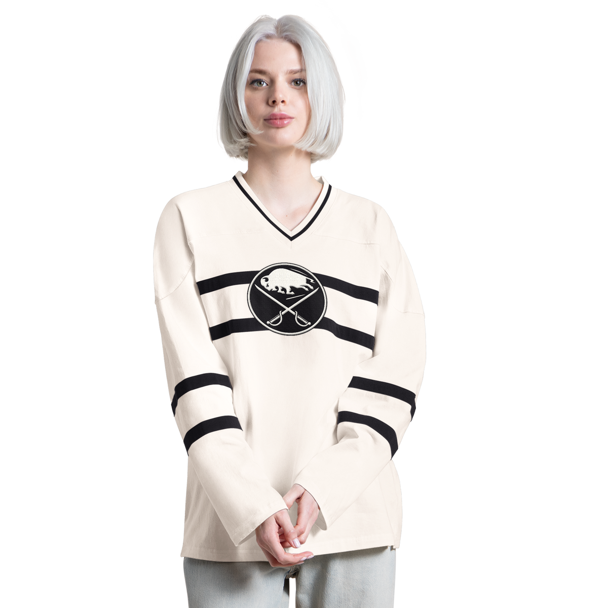 Buffalo Sabres Women's Starter Backfield Long Sleeve Rugby Tunic Top Front View
