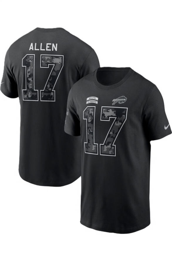Josh Allen Buffalo Bills Nike 2026 Salute to Service T-Shirt - Black | TeeShirtUniversity