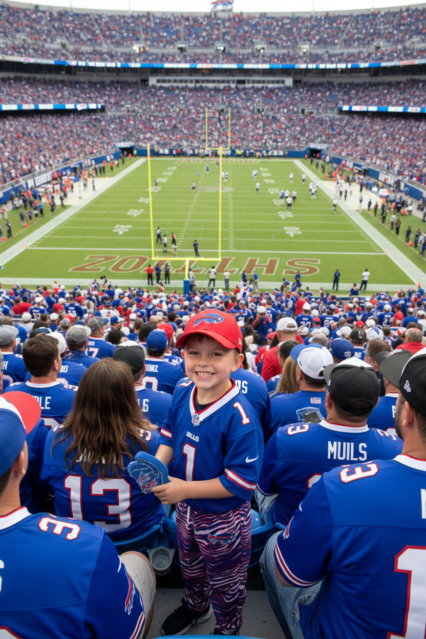 Youth Buffalo Bills Embroidered Zubaz Kids Pants on kid at game