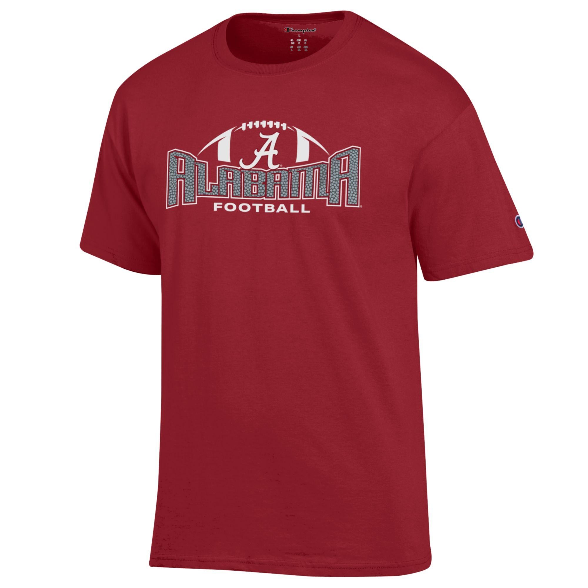 Ensure your product image has descriptive Alt Text like: "Champion Alabama Crimson Tide Red Football T-Shirt with Team Logo."