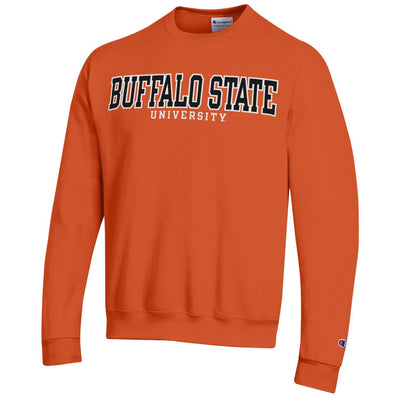 Buffalo State University Crewneck Sweatshirt Orange - TeeShirtUniversity.com 