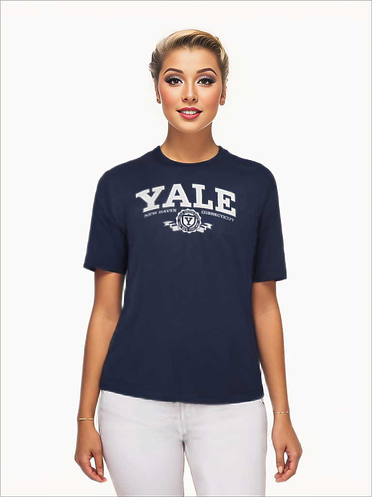 Ivysport Yale Bulldogs Long Sleeve T-Shirt - Unisex Heritage Logo, 100% Cotton, Navy, XX-Large