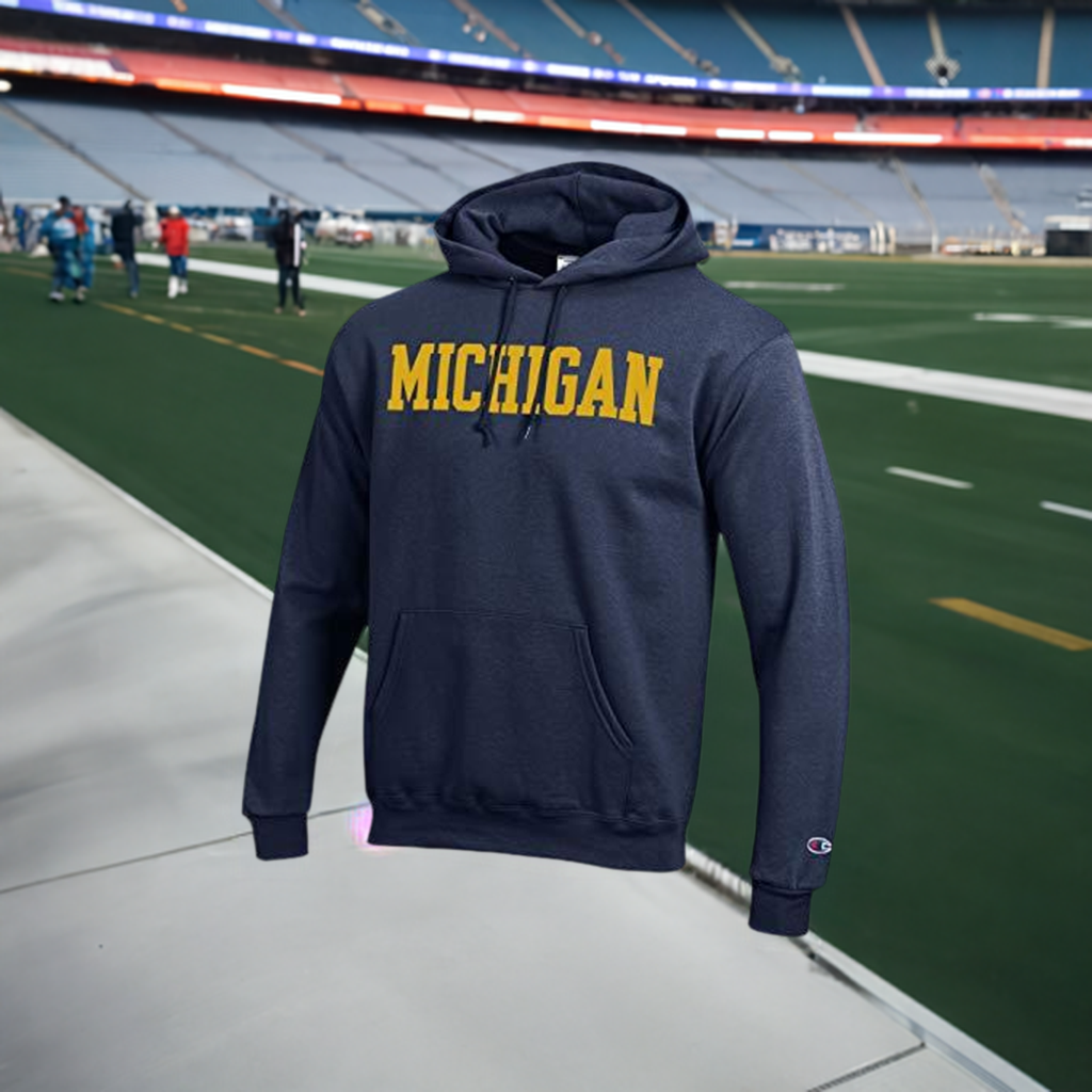 Michigan Wolverines Hooded Sweatshirt, Navy Blue