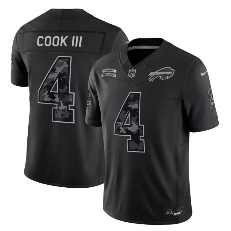 Buffalo Bills Nike James Cook III 2026 Salute to Service Game Jersey - Black