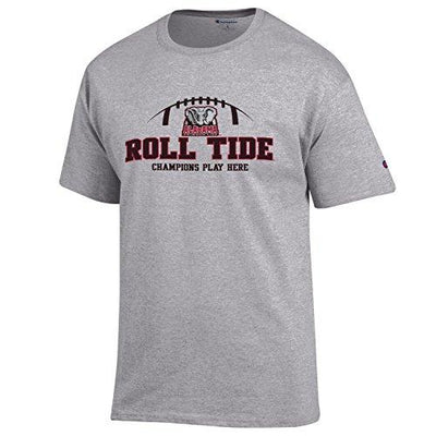 Alabama Crimson Tide "Roll Tide" football NCAA T shirt made by Champion, Grey - TeeShirtUniversity.com