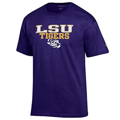 Champion Louisiana State University, LSU Tigers Over Tiger Eye Logo, Purple - TeeShirtUniversity.com
