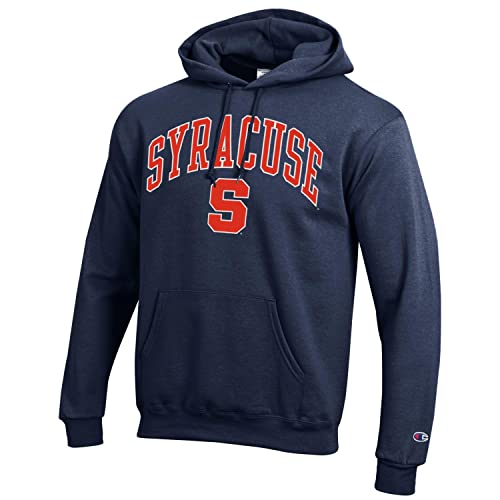 Champion Syracuse University Over Logo Hooded Sweatshirt Navy - TeeShirtUniversity.com