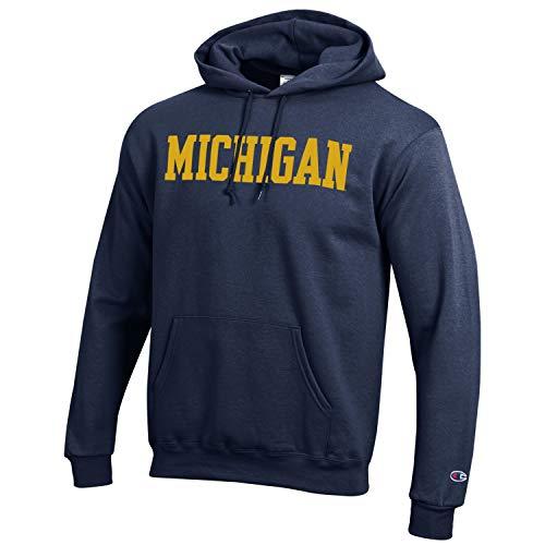 Champion University of Michigan Wolverines Hooded Sweatshirt, Navy Blue - TeeShirtUniversity.com