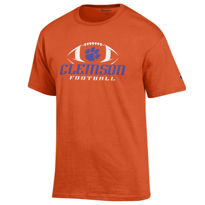 Clemson Tigers Football NCAA College T shirt made by Champion Orange - TeeShirtUniversity.com