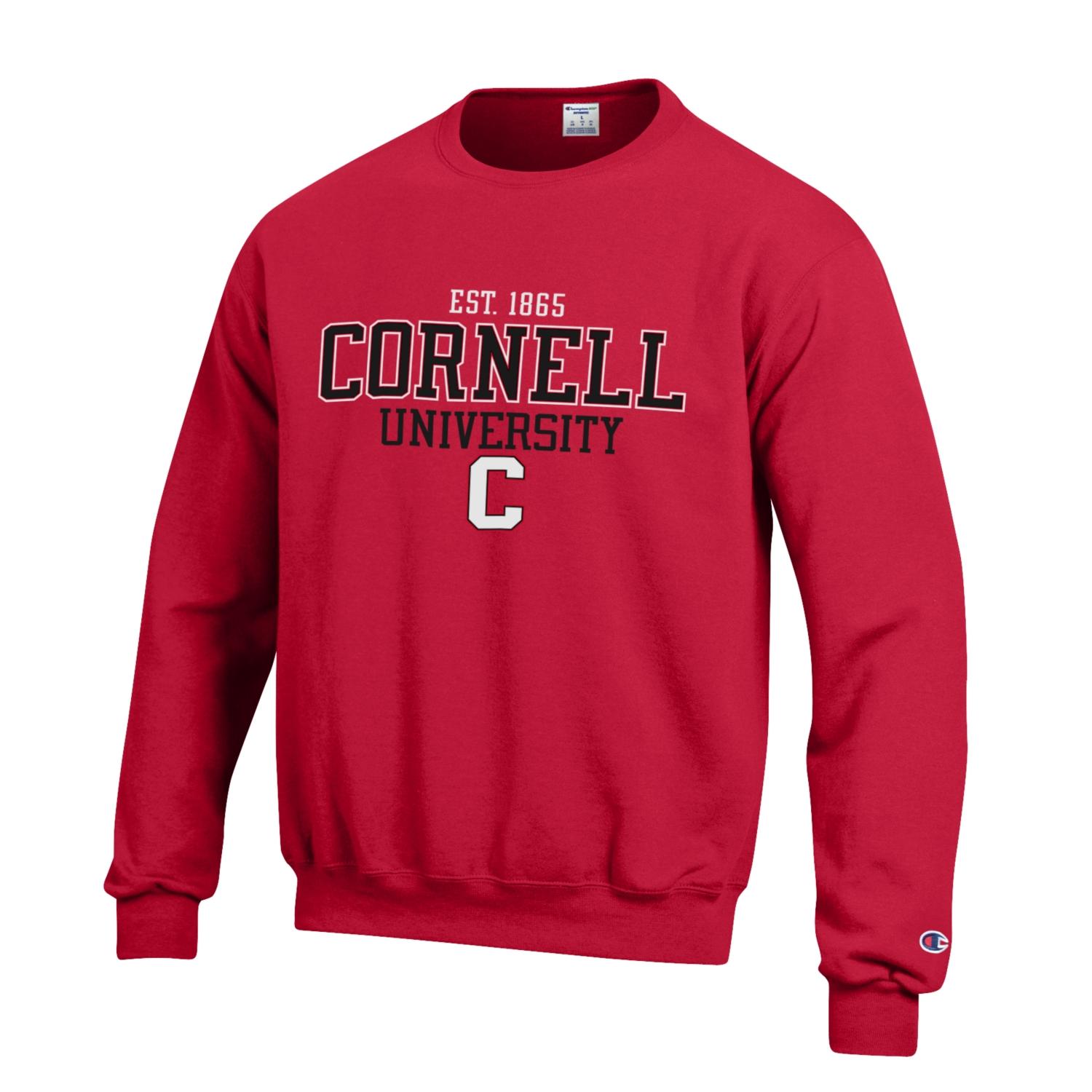 Cornell University Crewneck Sweatshirt, Red - TeeShirtUniversity.com