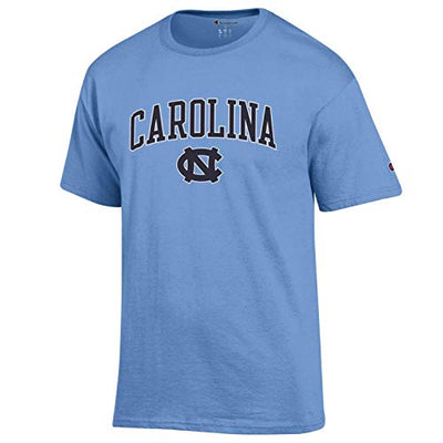 University of North Carolina Arched Over UNC Logo, T Shirt Blue - TeeShirtUniversity.com